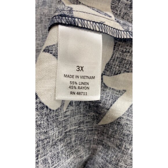 Ophelia Roe Womens 3X Navy & White Floral Print Sleeveless Button Back Top - Picture 9 of 10